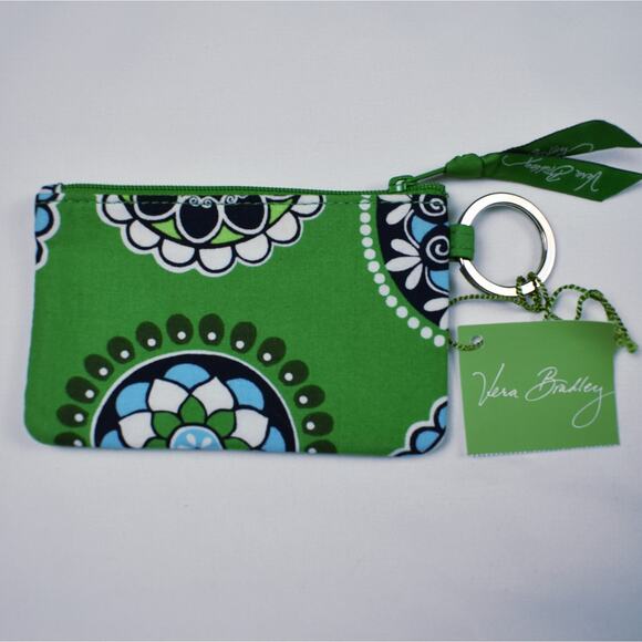 NEW Vera Bradley Cupcake Green Retired floral print clip zip ID keychain pouch - Picture 4 of 7